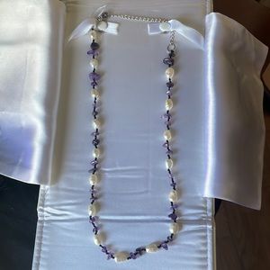 Park lane pearl and amethyst necklace